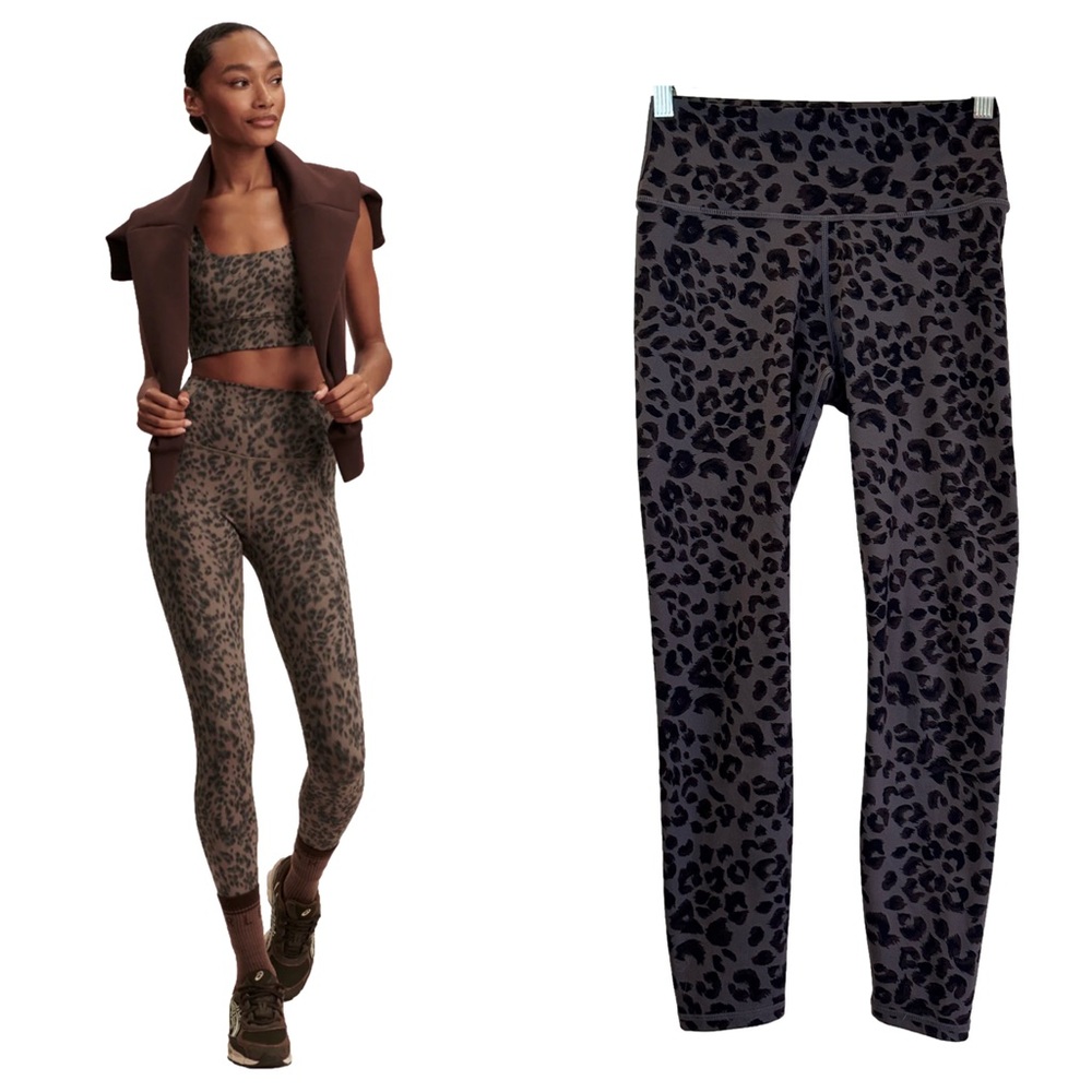 Varley Leopard Print High-Waist Leggings in Brown and Black